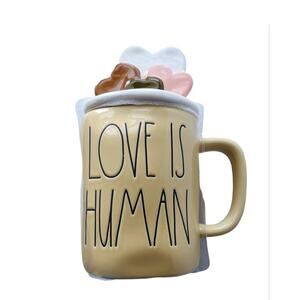 Rae Dunn Love is Human Mug, Artisan Collection, Heart Lid, Valentine Gift